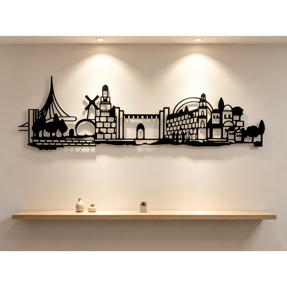 Vintage Fashion Prints - CIFBUY Metal Wall Art Jerusalem Skyline