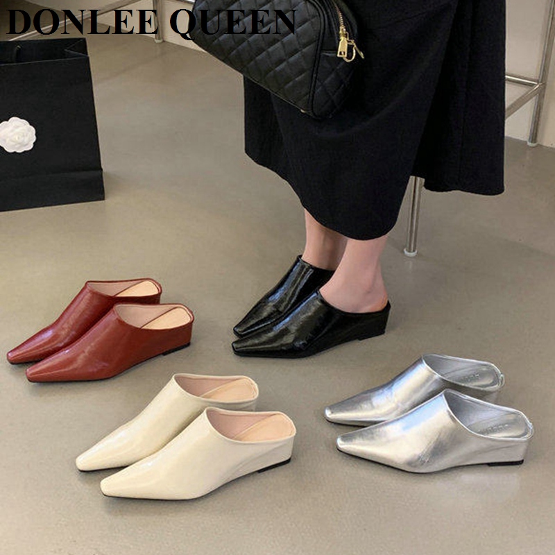 Vintage Fashion Ladies - Women Fashion Close Toe Mule Slippers