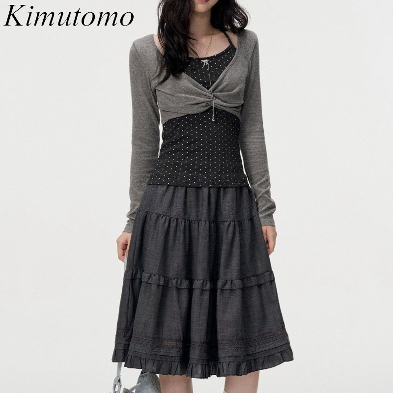 Vintage Fashion Y2K - Kimutomo Women T Shirts Long Sleeve