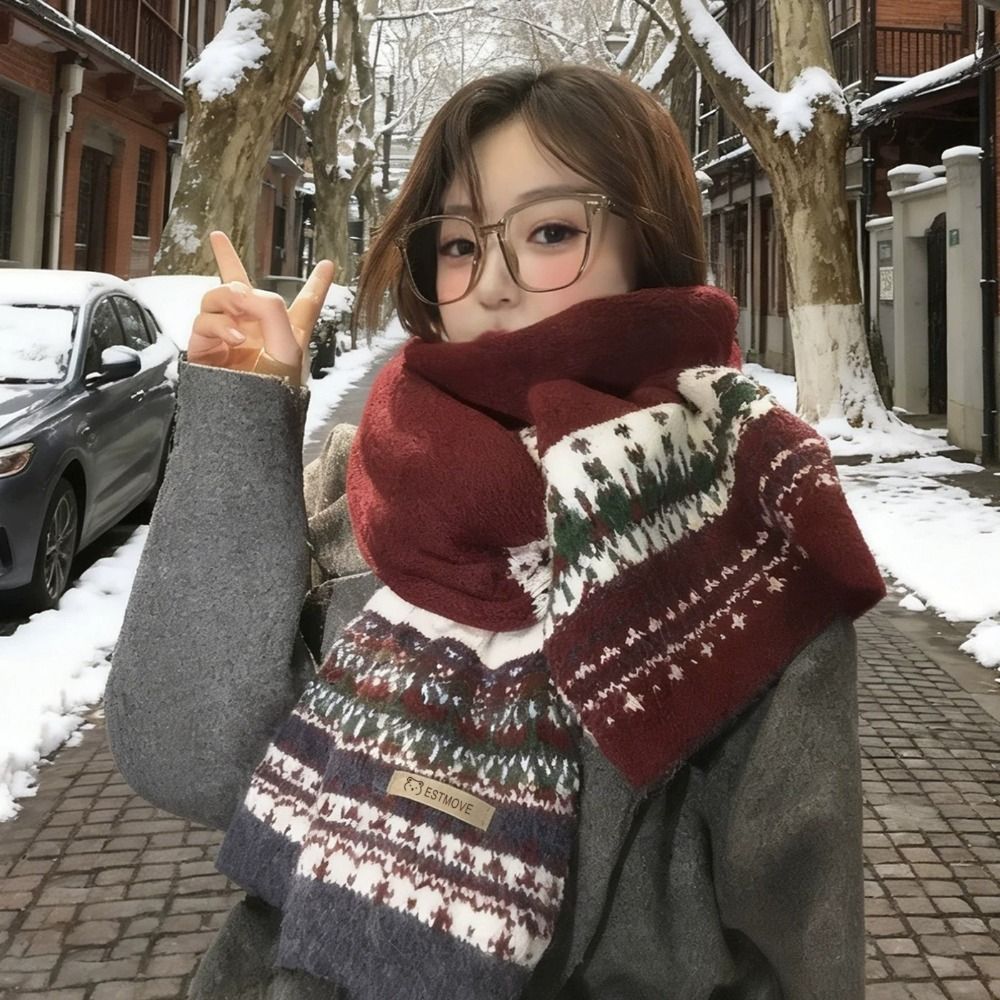 Vintage Fashion Faire - Cozy Fair Isle Pattern Patchwork Scarf