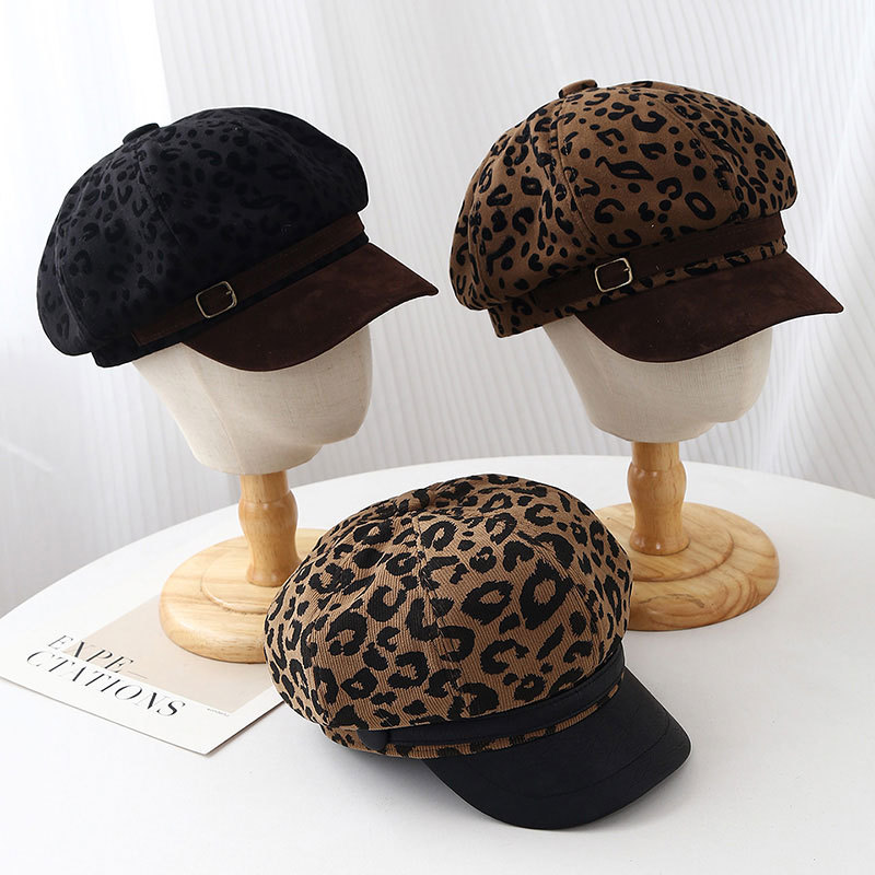 Retro Leopard Print Wide Brim  - Vintage Fashion Hats 评论和价格