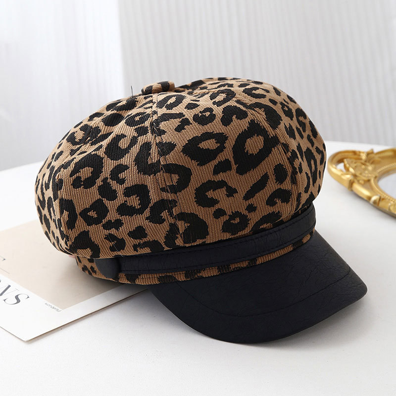 Retro Leopard Print Wide Brim  - Vintage Fashion Hats 评论和价格