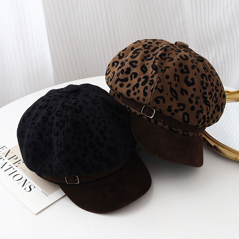 Retro Leopard Print Wide Brim  - Vintage Fashion Hats 评论和价格