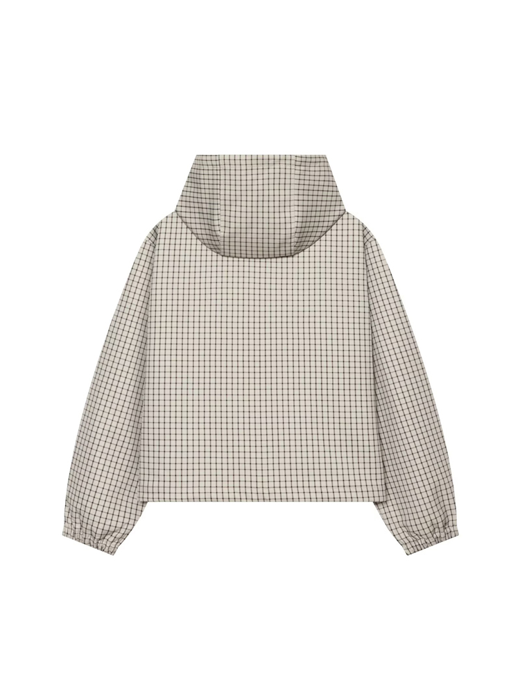 MUJER Plaid Hooded Jacket Woma - Varsity Jacket Wool 评论和价格