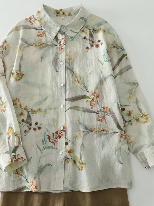 Loose Long Sleeve Women's Shir - Vintage Fashion Influencer 评论和价格