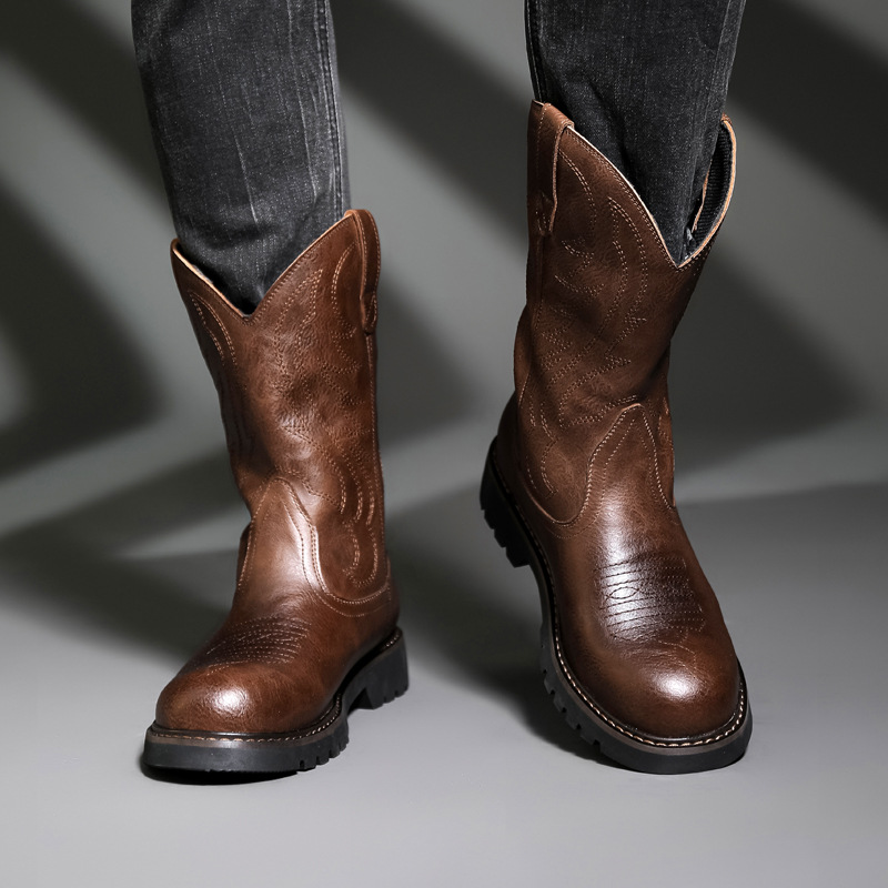 Fashion Mens Cowboy Boots New  - Vintage Fashion For Men 评论和价格