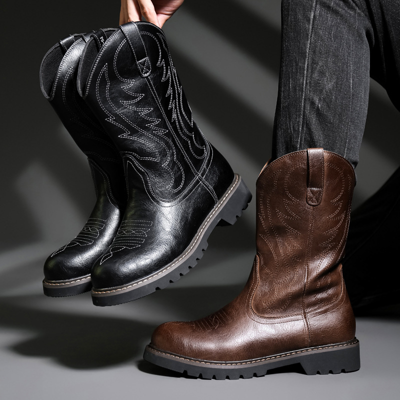 Fashion Mens Cowboy Boots New  - Vintage Fashion For Men 评论和价格