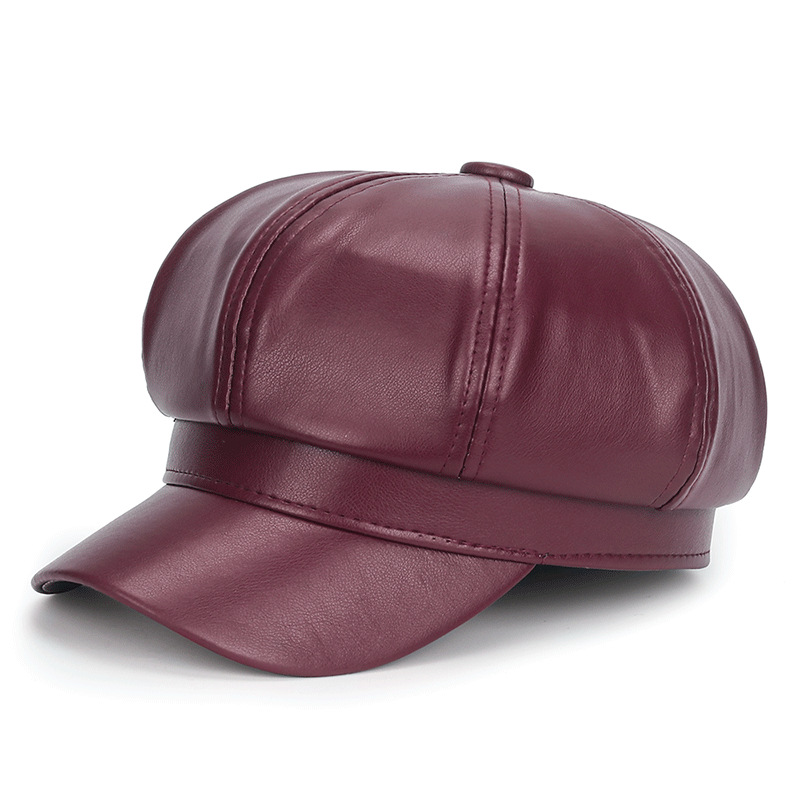 Winter Black PU Leather Hat fo - Vintage Fashion Hats 评论和价格