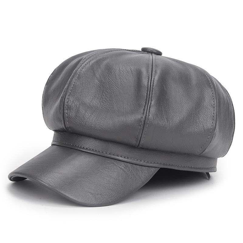Winter Black PU Leather Hat fo - Vintage Fashion Hats 评论和价格