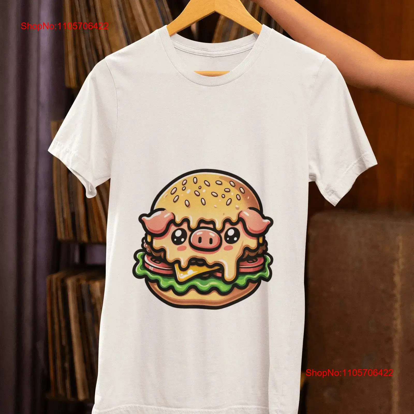 Whimsical Pig Burger T Shirt C - Quirky Vintage Fashion 评论和价格