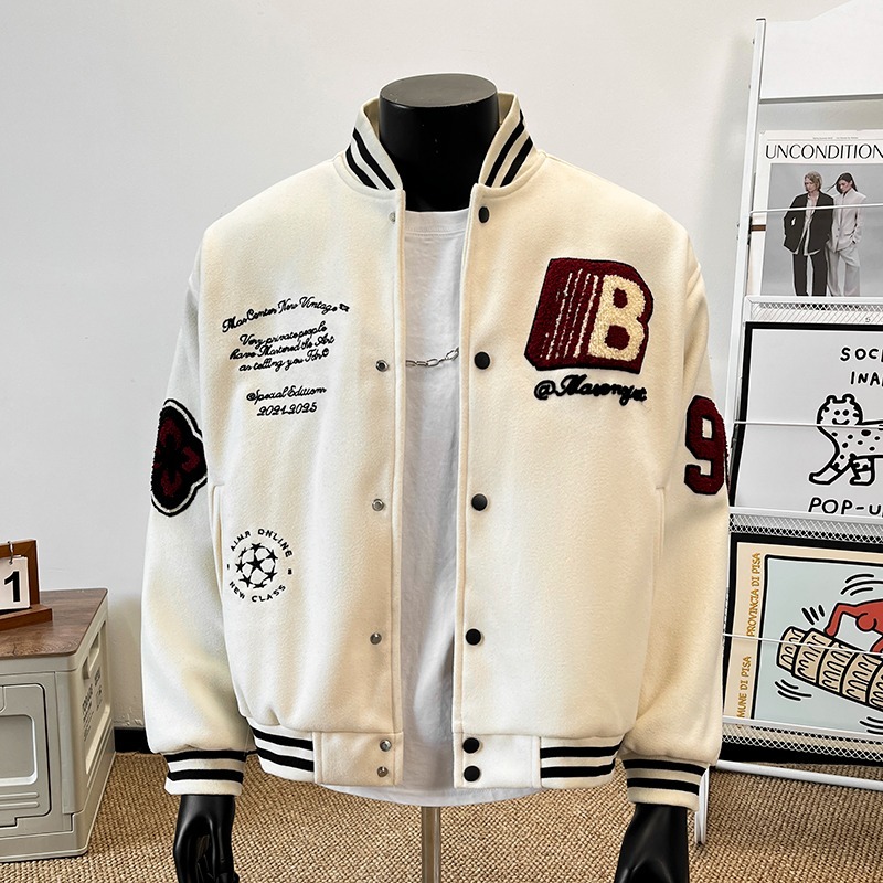 2026 Spring New Coat Boys Embr - Varsity Jacket Wool 评论和价格