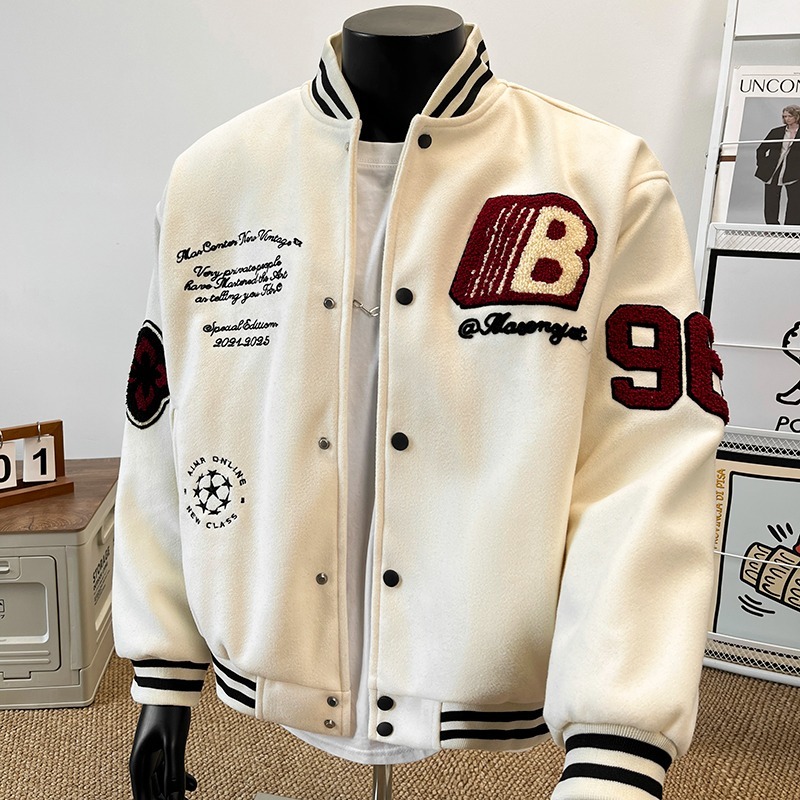 2026 Spring New Coat Boys Embr - Varsity Jacket Wool 评论和价格