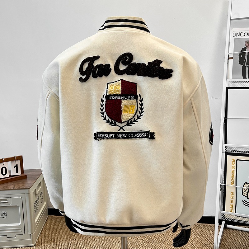 2026 Spring New Coat Boys Embr - Varsity Jacket Wool 评论和价格