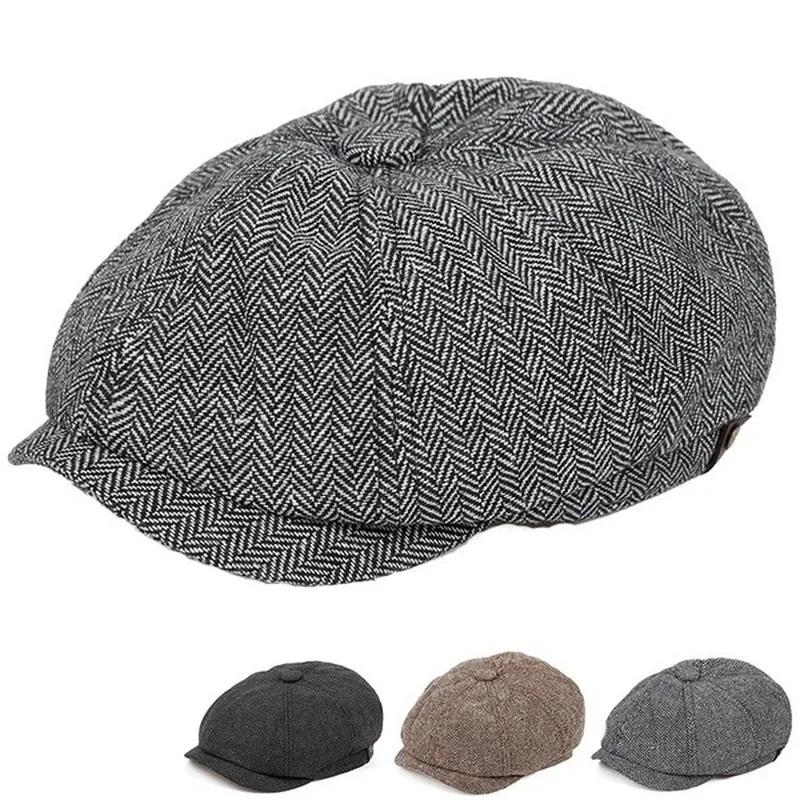 Men Cotton Octagonal Newsboy C - Vintage Fashion Hats 评论和价格