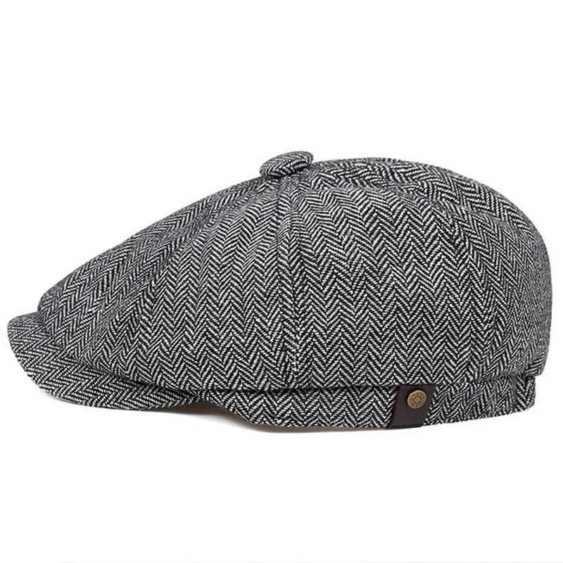 Men Cotton Octagonal Newsboy C - Vintage Fashion Hats 评论和价格