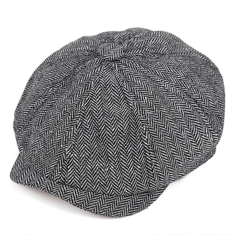 Men Cotton Octagonal Newsboy C - Vintage Fashion Hats 评论和价格