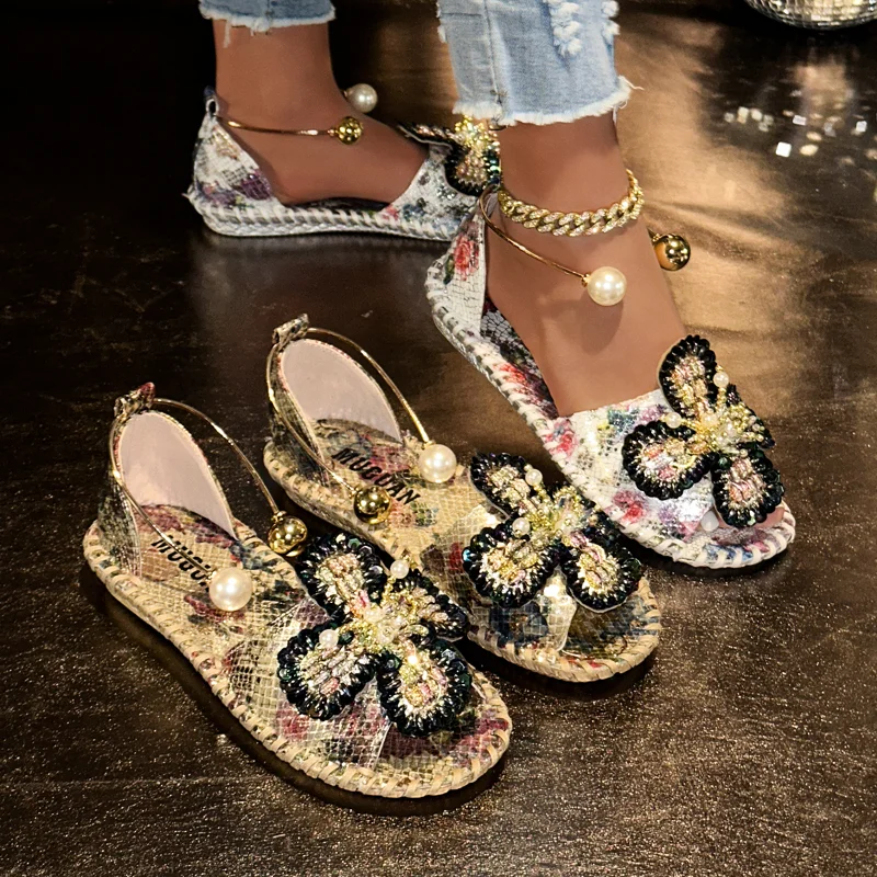 Women's Flat Bottom Open Toe L - Vintage Fashion Prints 评论和价格