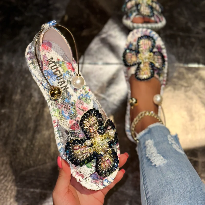 Women's Flat Bottom Open Toe L - Vintage Fashion Prints 评论和价格