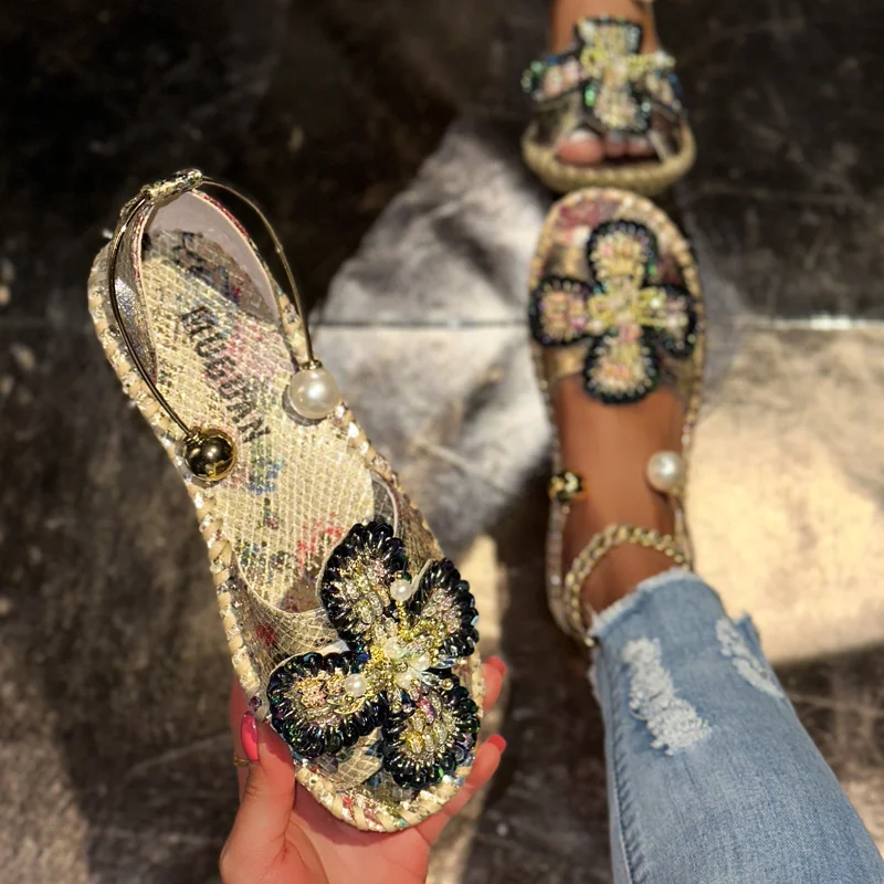 Women's Flat Bottom Open Toe L - Vintage Fashion Prints 评论和价格