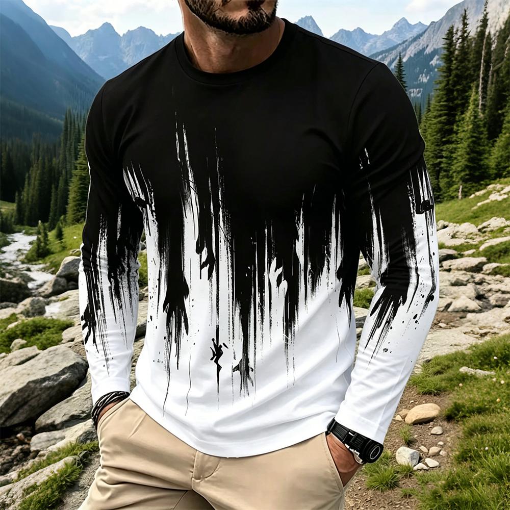 Men's Gradient Ink Splash Long - Vintage Fashion For Men 评论和价格