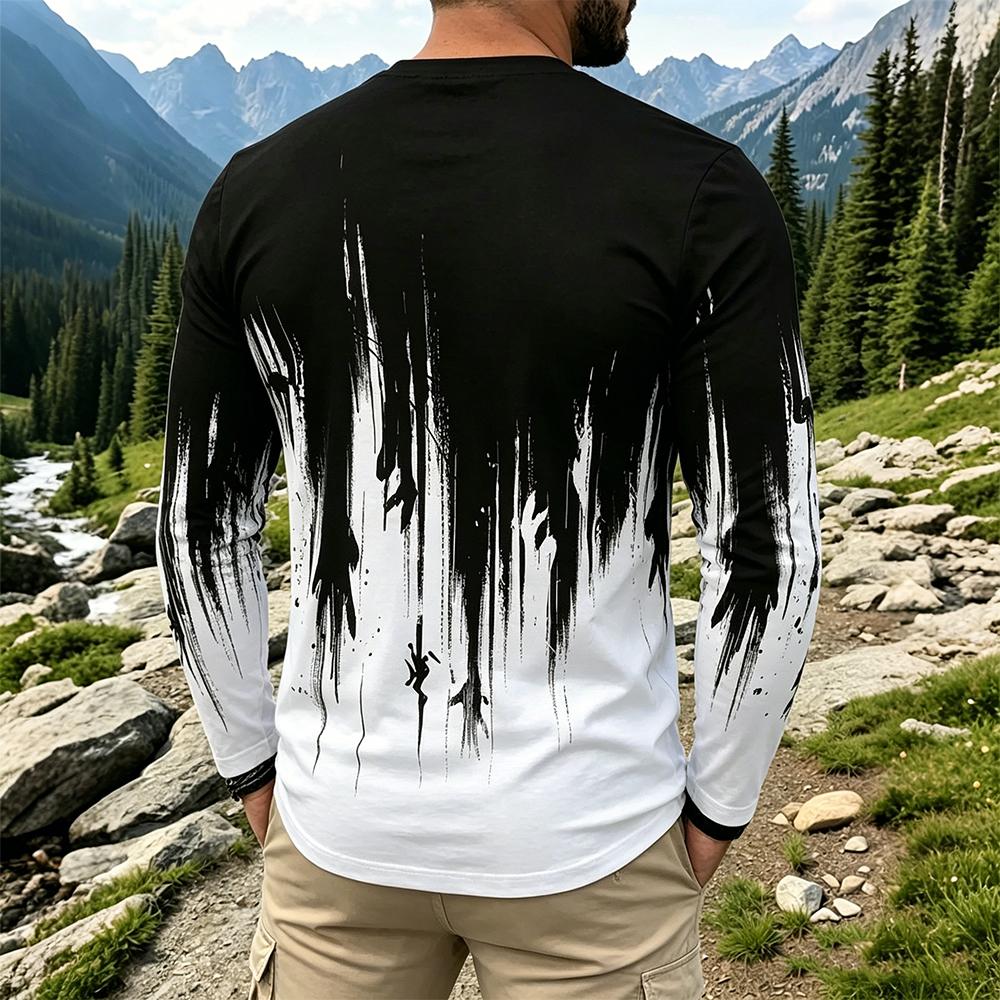 Men's Gradient Ink Splash Long - Vintage Fashion For Men 评论和价格