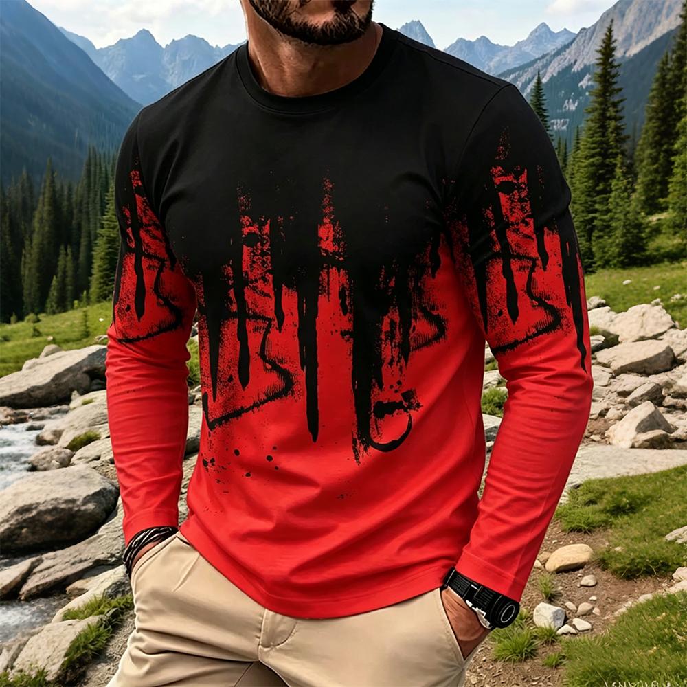 Men's Gradient Ink Splash Long - Vintage Fashion For Men 评论和价格